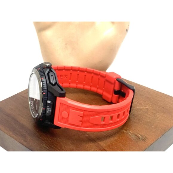 Timex Men's Watch TW5M55000 Ironman Quartz Sport Red Black Rubber Band 46mm - Picture 10 of 15